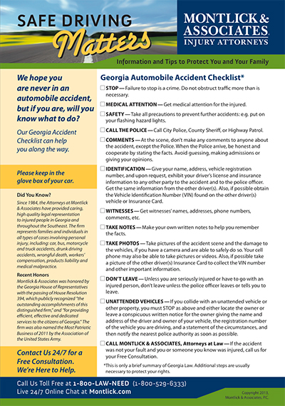 Safe Driving Matters: informational tips and advice from Montlick & Associates injury attorneys