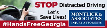 Distracted driving awareness billboard for Montlick & Associates injury attorneys #HandsFreeGeorgia
