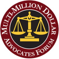 Multimillion Dollar Advocates Forum logo - elite group of top trial lawyers, attorneys, scales of justice