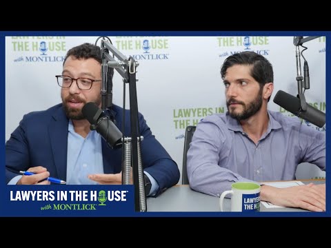 Two lawyers discuss cases on a podcast titled "Lawyers in the House" to inform potential clients.