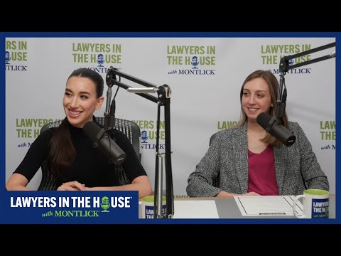 Smiling female lawyers discussing case on Lawyers in the House podcast, legal consultation